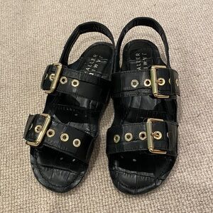 Jamie Haller Black Croc Double Buckle Sandal, sz 36
